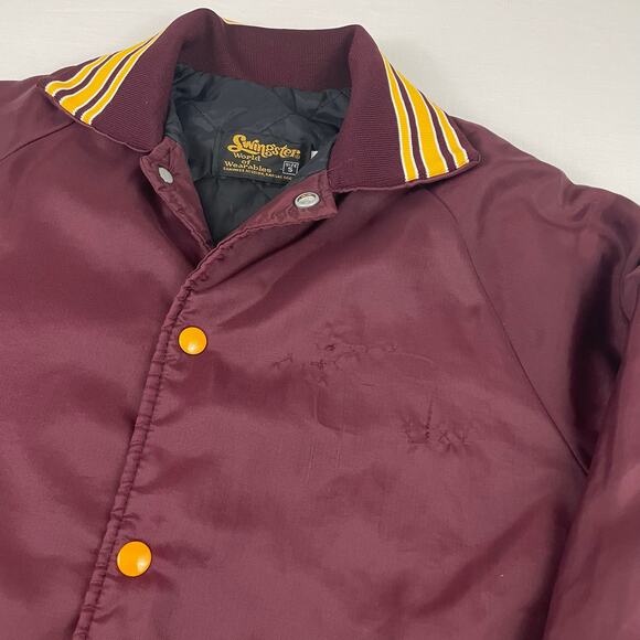 VTG Men's Swingster World of Wearables Maroon Jacket, Size S, Made in USA - Picture 2 of 9
